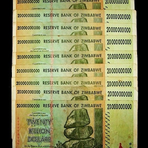 10 x Zimbabwe 20 Billion Dollar banknotes-paper money currency-2008/AA or AB