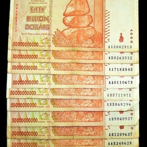 10 pcs x Zimbabwe 50 Billion dollar banknotes / Circulated