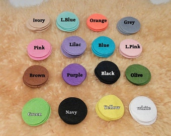 Felt Circles -- 4cm die cut felt, Mix & Match 100 pcs, Pick your color, perfect for DIY hairclips and Hair accessory