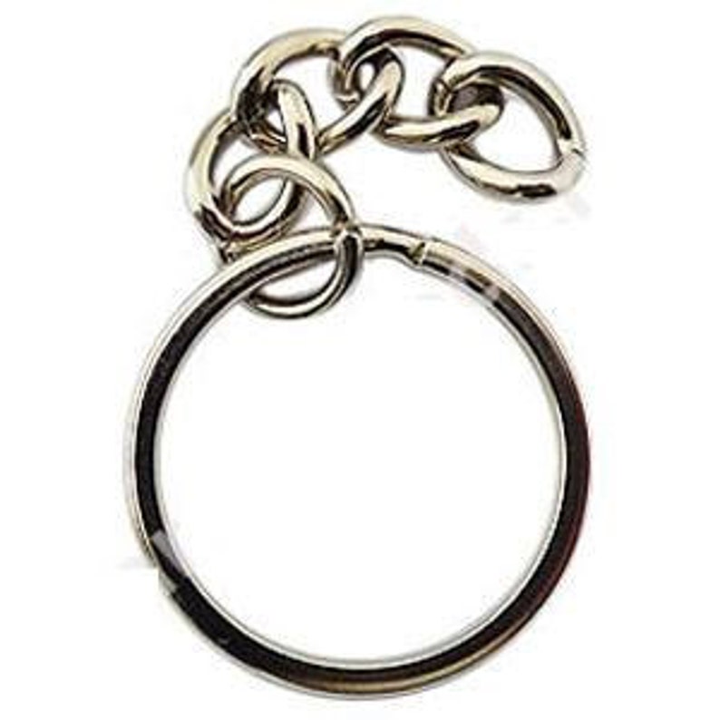 10 White Gold Plated Keychains Hardware, with jump Ring image 1