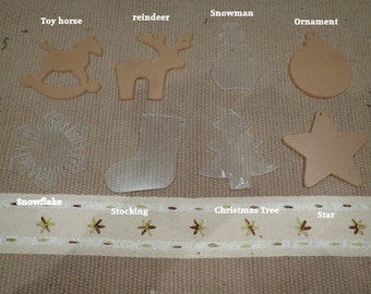 3 inches Acrylic Keychains Blanks, Christmas Shapes, reindeer, Chrismas Tree, Ornament, Star, snowman, snowflake,Toy horse, Stocking  etc