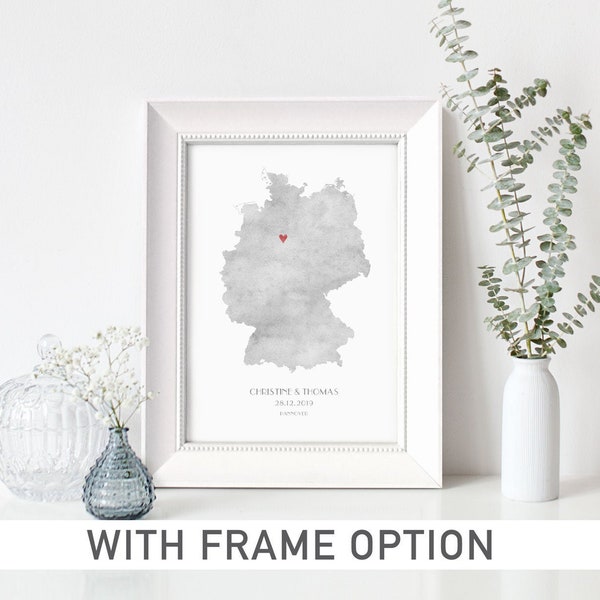 Custom Deutschland Wedding Gift with FRAME option,Love Print,Hochzeitsgeschenk,Hochzeit,Poster,Landkarte,hochzeit Geschenk, hochzeit poster
