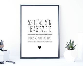 personalized POSTER HOME COORDINATES,Poster,home,live,Latitude Longitude,Great Housewarming Gift,New Home Gift, Anniversary,Shower Gift,best