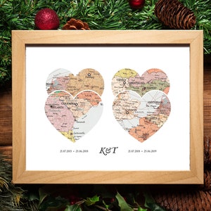 Carte 4 Impression de cœur, Cadeau de famille unique, Cadeau de mariage, Carte d’art personnalisée, Cadeau pour couple Art, Cadeau pour famille, Nouvelle maison, Carte de voyage