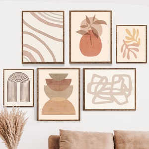 Modern Abstract Print Set•6for5•Bundle Print set•Mid Century Modern Wall Art•Neutral Abstract Print•Geometric Prints•Flower modern print set