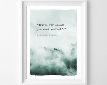 Poster quote travel far enough, you meet yourself, wall Decor, Quote, Inspirational,Typography Poster,Gift,live Quote, Inspirational,