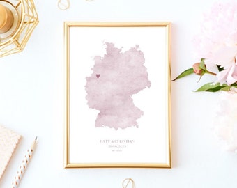 Personalized DeutschlandWedding Gift  ,WEDDING, Love Print,Hochzeitsgeschenk,Hochzeit,Poster,Landkarte,hochzeit Geschenk, hochzeit poster