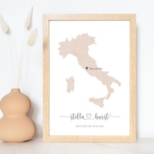 Aangepaste Italië Huwelijkscadeau, Verloving Kaart Afdrukken, getrouwde kaart afdrukken, Italië Kaart Afdrukken, Huwelijksgeschenk, kaart voor paar, rustieke bruiloft kaart cadeau, rustiek