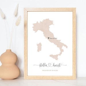 Custom Italy Wedding Gift,Engagement Map Print,married map print,Italy Map Print,Wedding Gift,map for couple,rustic wedding map gift,rustic zdjęcie 1