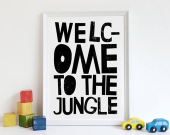 POSTER bienvenue dans la jungle, Boy Room Decor, Wall Art, Affiche inspirante, décoration de chambre d’enfants, décor de chambre de garçon, impression d’enfant| AFFICHE ENFANTS