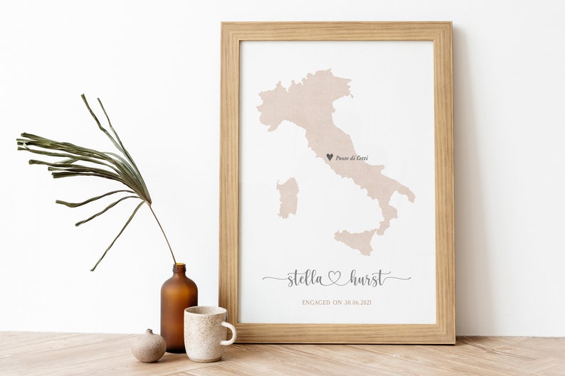 Custom Italy Wedding Gift,Engagement Map Print,married map print,Italy Map Print,Wedding Gift,map for couple,rustic wedding map gift,rustic zdjęcie 2