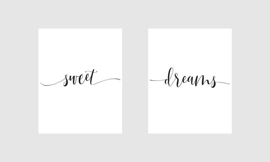 Set of 2 Posters Sweet Dreams Bedroom Wall Art Bedroom Etsy