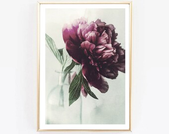 peony Flower, Botanical Print, Nordic Print,Modern Flower Art, Flower Print, Scandinavian Wall Print, Flower photo, Scandinavian decor