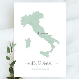 Custom Italy Wedding Gift,Engagement Map Print,married map print,Italy Map Print,Wedding Gift,map for couple,rustic wedding map gift,rustic zdjęcie 7