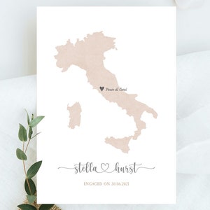 Custom Italy Wedding Gift,Engagement Map Print,married map print,Italy Map Print,Wedding Gift,map for couple,rustic wedding map gift,rustic zdjęcie 6