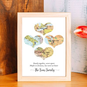 Family Map Print, names family gift Christmas,Christmas gift big family,Family map born,Map 4 places family, christmas gift for mom and dad, image 3