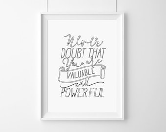 Poster,Hillary Clinton Never doubt that you are valuable(...)Quote,Inspirational,Gift Idea,Typography Poster,quote,poster, motivationa