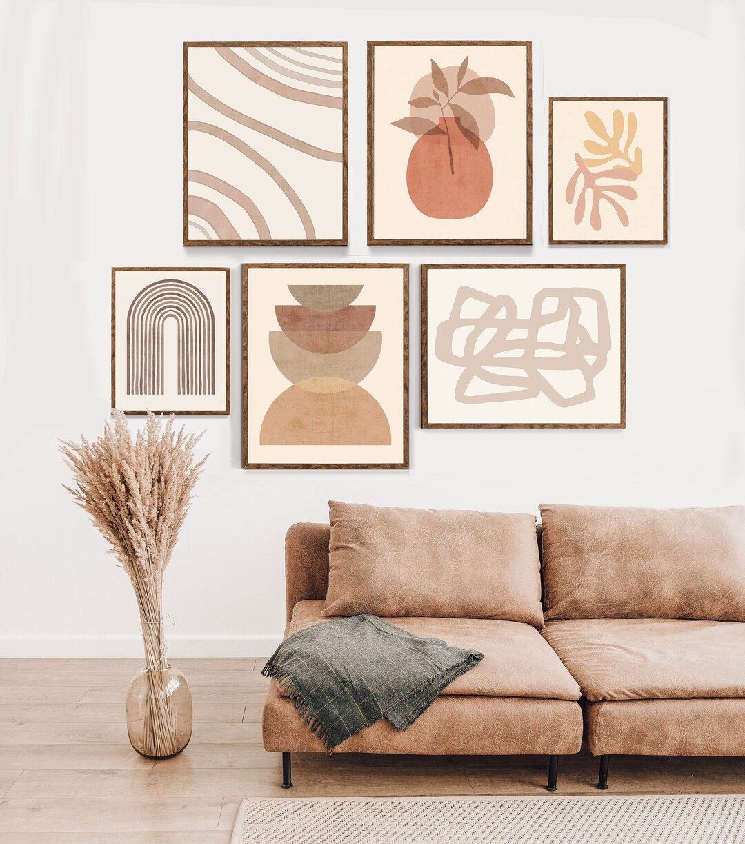 Mid Century Modern Abstract Print Set: Neutral Geometric Wall Art - Etsy