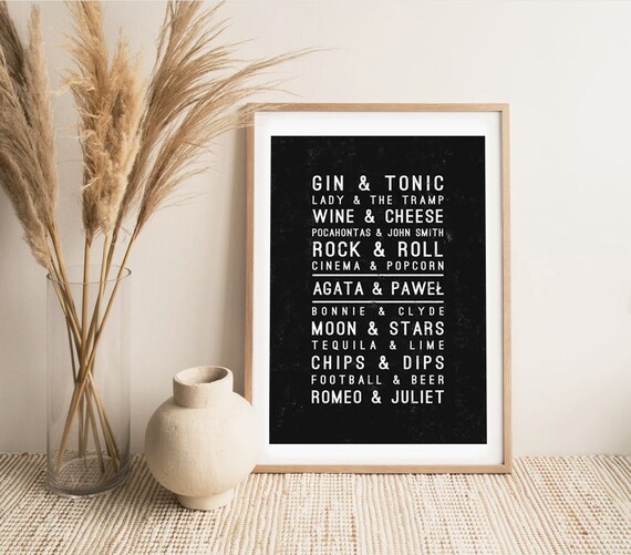 Personalized Couples Names Print, Rustic Wedding Gift