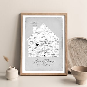 New home gift, Gift for Couple House, First New Home poster, map home custom, custom map city, Anniversary Gift for Him Her, story began zdjęcie 2