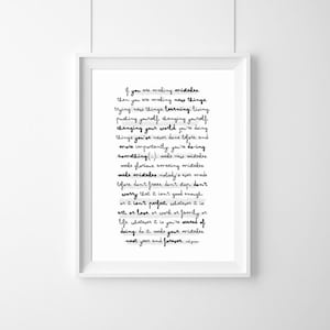 Poster -if you are making mistakes,then you are making new things,Neil Gaiman,Quote,Inspirational,Gift Idea,Typography Poster,quote,