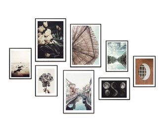 Ensemble de 8 tirages d’art mural, Affiches scandinaves, Galerie de salon, Galerie de photos monochromes, Art mural de chambre à coucher, Photo moderne, Scandinave