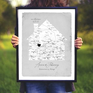 New home gift, Gift for Couple House, First New Home poster, map home custom, custom map city, Anniversary Gift for Him Her, story began zdjęcie 1