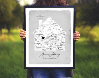 New home gift, Gift for Couple House, First New Home poster, map home custom, custom map city, Anniversary Gift for Him Her, story began