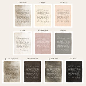 May include: Ten printable cards with handwritten text on a variety of colored backgrounds. The text reads "Make the world a better place because you have loved in it to find your place and hold fast your ground. Do not be afraid to right your wrongs. The price of success is hard work, patience, and a few sacrifices."