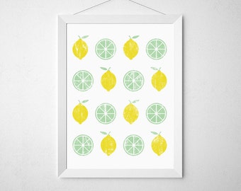 Lemon & Lime Art Print, Kitchen Decor, Modern Food Poster