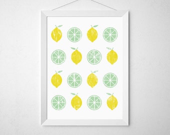 fruit lemon,lime,art prints,kitchen Decor,healthy food print, Gift Idea,Poster,Gift,food print,kitchen prints,lemon art print