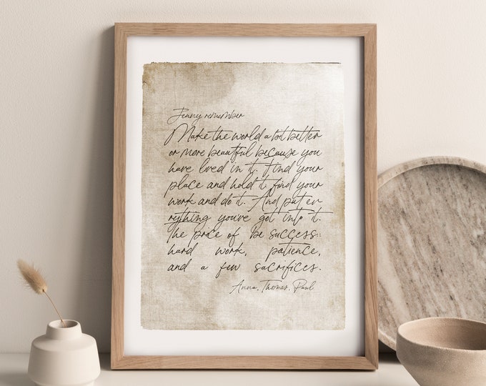 Custom text Print: Old Letter Style, Poster with your quote, Handletter typography