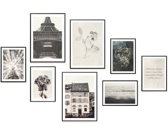 Ensemble de 8 tirages d’art mural, Affiches scandinaves, Galerie de salon, Galerie de photos monochromes, Art mural de chambre à coucher, Photo moderne, Scandinave