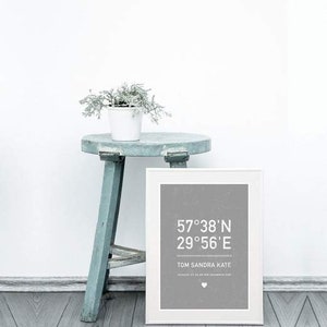 personalized poster home coordinates,poster,home,latitude longitude, housewarming,new home, household, zuhause ist da wo wir zusammen sind image 3