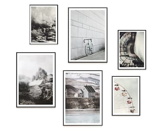 Set of 6 wall art prints, Scandinavian Posters, Living room gallery, monochrome photo gallery, Bedroom wall art, Modern Photo, Scandinavian