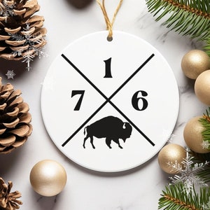 Buffalo New York, 716 Football Christmas Personalized Ornaments, Choose Your Year