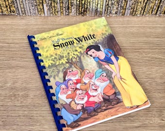 Upcycled Spiral Bound Walt Disney Notebook | 2009 Snow White & The Seven Dwarfs Little Golden Book Journal