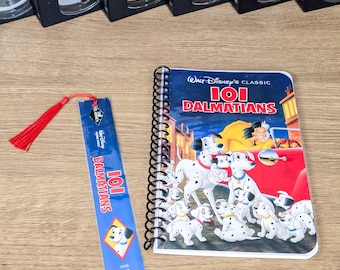 Upcycled VHS Artwork Cover Journal | 1992 Disney 101 Dalmatians Spiral Notebook with Bookmark