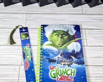 How the Grinch Stole Christmas VHS Notebook 2001 | Upcycled Dr. Seuss Movie Journal with Bookmark
