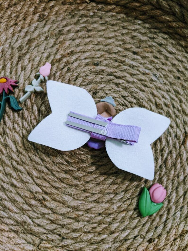 Stacked Faux Leather Hair Bow Glitter Toddler Girls Rapunzel Inspired Clip Headbands