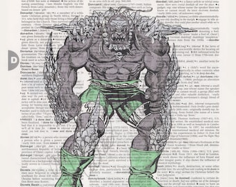 DC comics Doomsday on dictionary page print