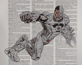 DC comics Cyborg on dictionary page print