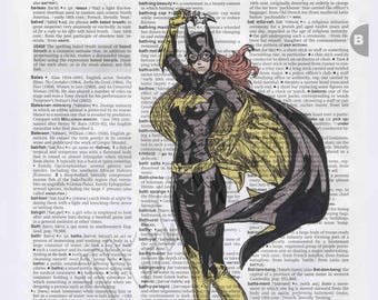 DC comics Batgirl on dictionary page print