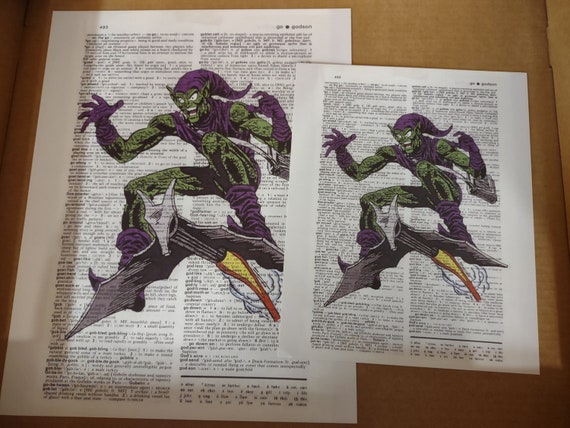 Marvel Comics Green Goblin on Dictionary Page Print - Etsy