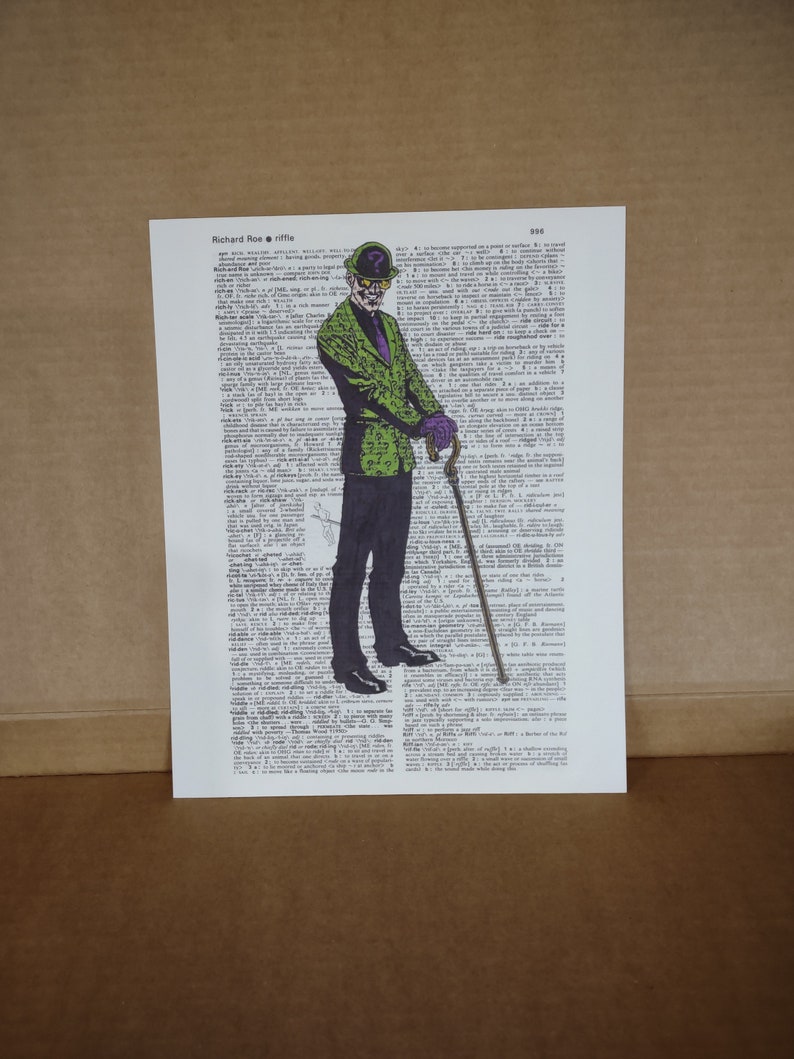 Riddler Text DC Comics the Riddler on Dictionary Page Print 8x10 and 11x14 - Etsy