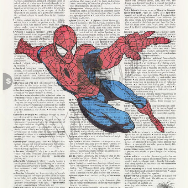 Marvel Comics Spider-man on dictionary page print