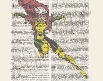 Marvel's Rogue on dictionary page print