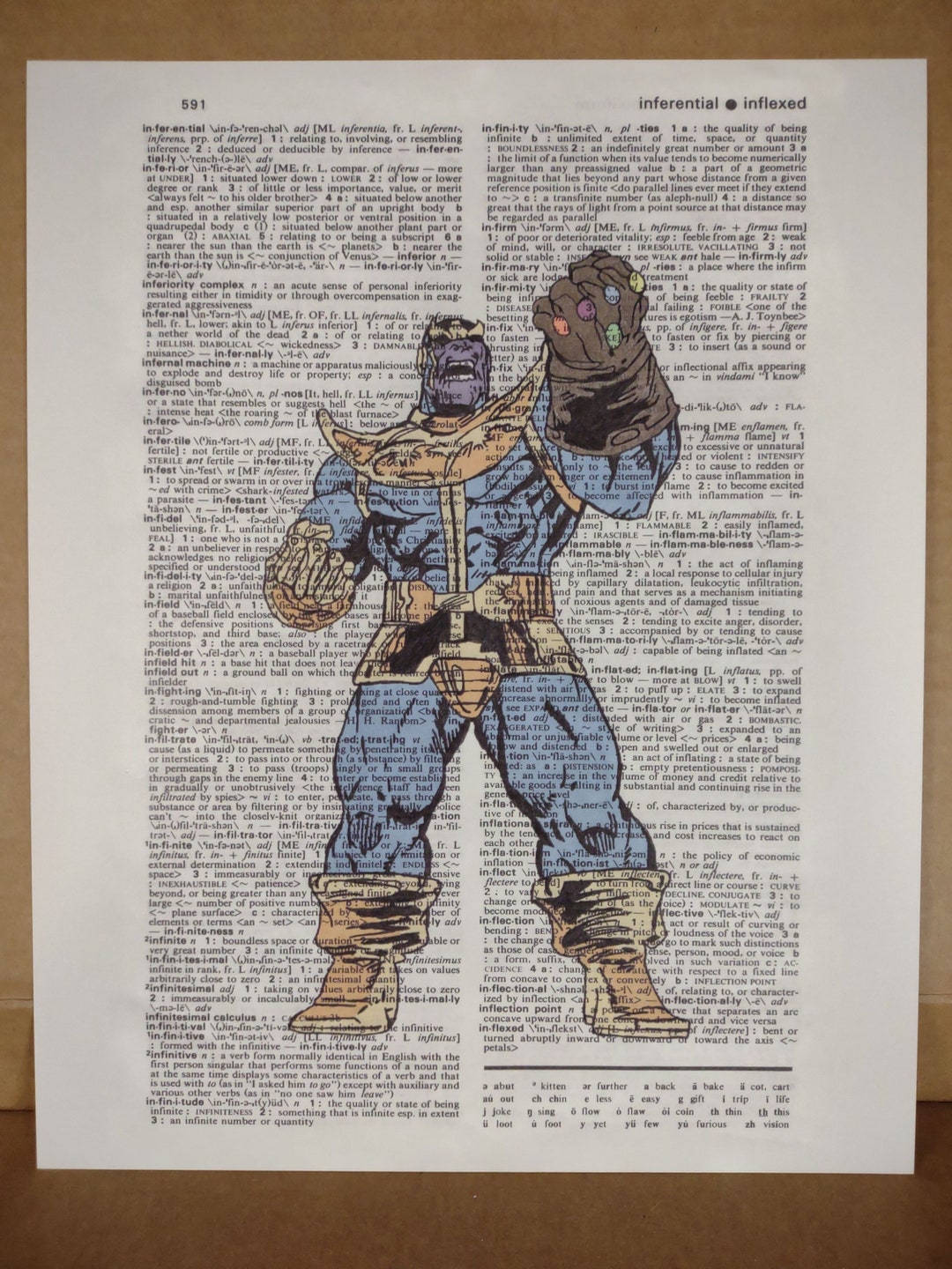 Marvel Comics Thanos With Infinity Gauntlet on Dictionary Page
