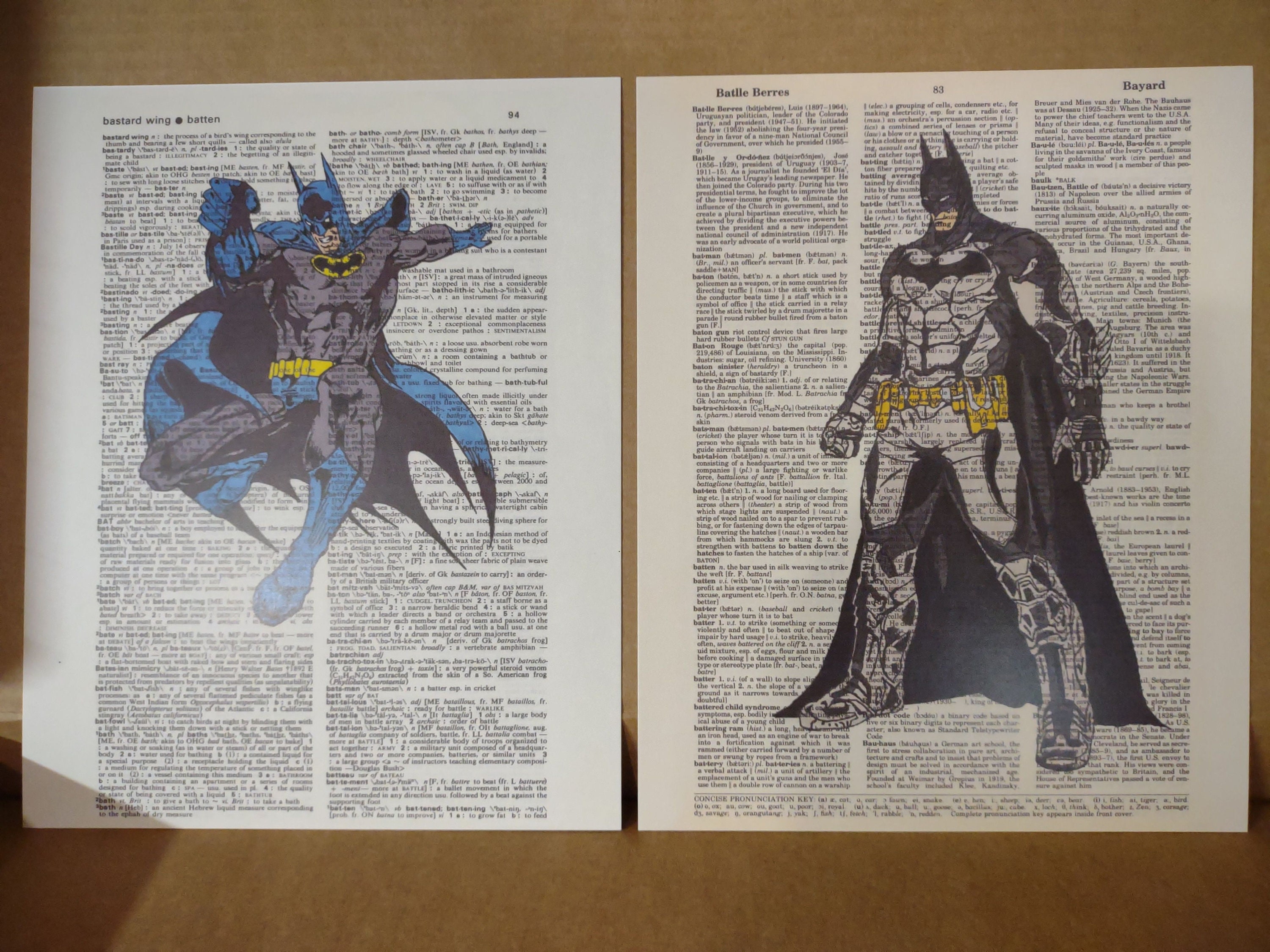 DC Comics Classic and Arkham Batman on Dictionary Page Print - Etsy