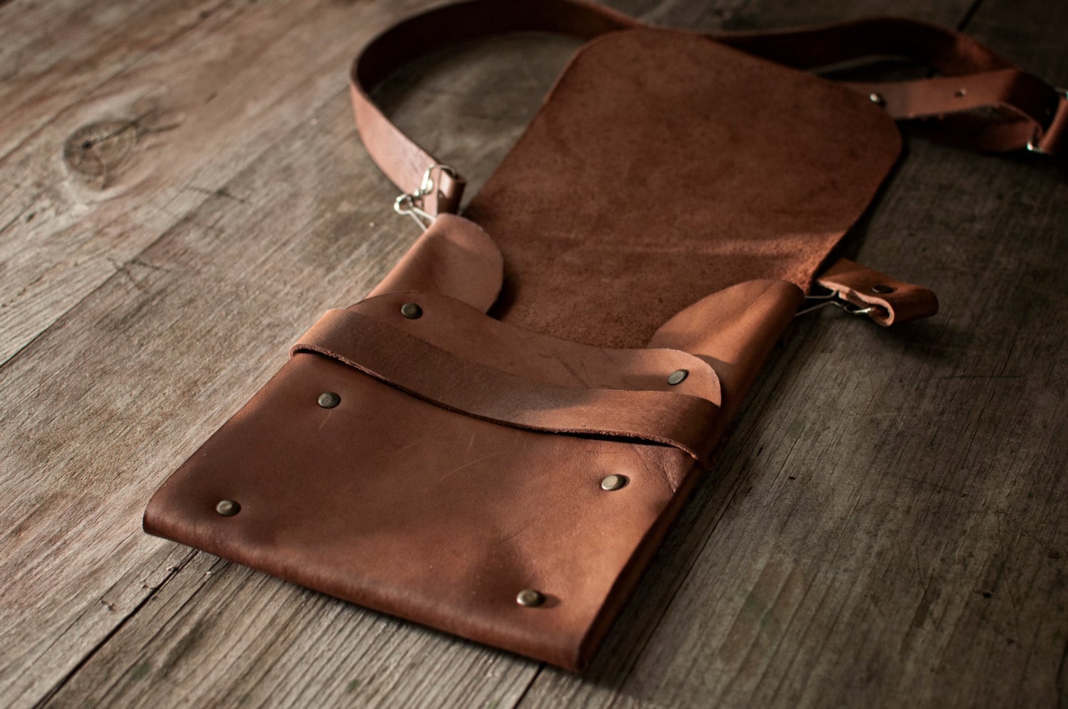 Leather messenger bag Handmade leather messenger bag simple Etsy